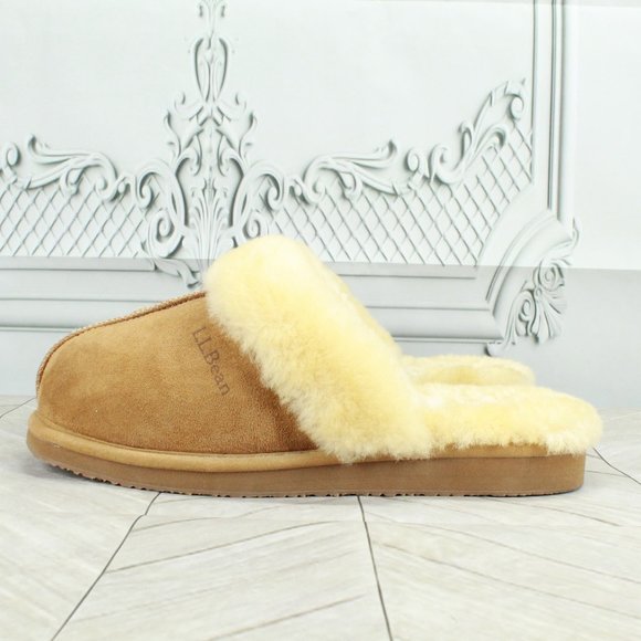 L.L. Bean Shoes - LL BEAN Suede Wicked Good Shearling Lined Slides Slippers Size 10